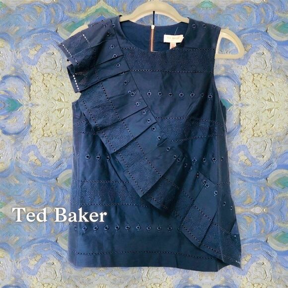 NWT: Ted Baker Forelli Ruffle Embroidered Top - Picture 1 of 15